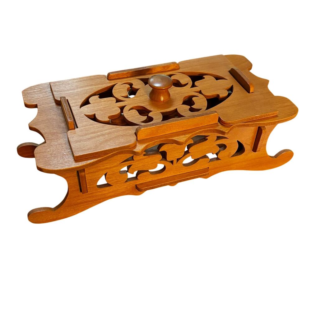 Unique carved wood storage box trinkets potpourri keepsakes laser cut holder